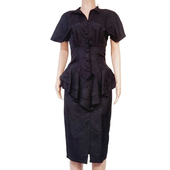KAREN Alexander Vintage Black Sheath Dress Size 6 - Picture 1 of 12